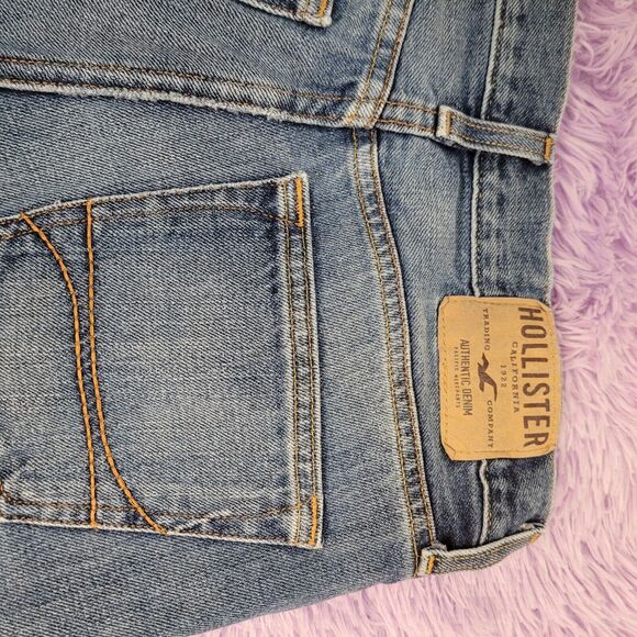 Hollister Women's Jeans 28x30 Blue Straight Denim Button Fly Mid Rise - Picture 12 of 13